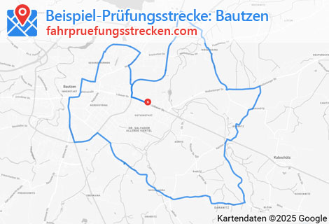Karte der Fahrprüfungsstrecken in Bautzen
