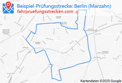 Karte der Fahrprüfungsstrecken in Berlin (Marzahn)