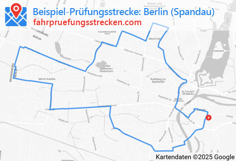 Karte der Fahrprüfungsstrecken in Berlin (Spandau)