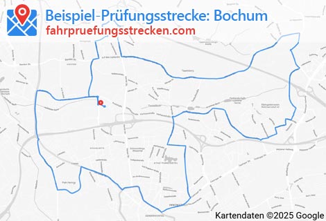 Karte der Fahrprüfungsstrecken in Bochum