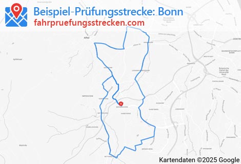 Karte der Fahrprüfungsstrecken in Bonn
