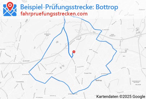 Karte der Fahrprüfungsstrecken in Bottrop