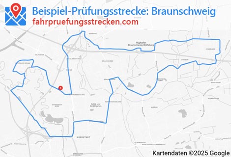 Karte der Fahrprüfungsstrecken in Braunschweig