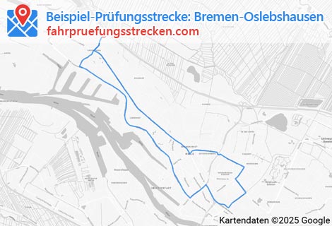 Karte der Fahrprüfungsstrecken in Bremen