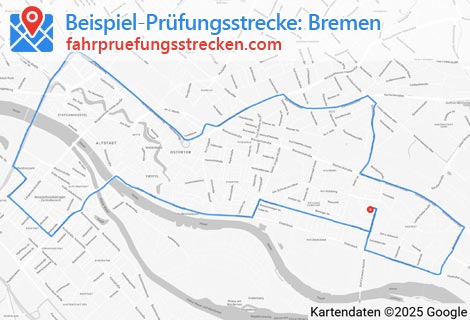 Karte der Fahrprüfungsstrecken in Bremen