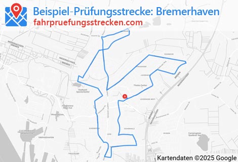 Karte der Fahrprüfungsstrecken in Bremerhaven