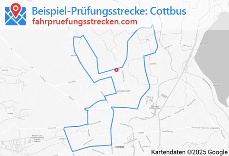 Karte der Fahrprüfungsstrecken in Cottbus