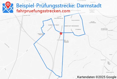 Karte der Fahrprüfungsstrecken in Darmstadt