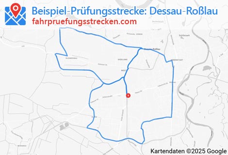 Karte der Fahrprüfungsstrecken in Dessau-Roßlau
