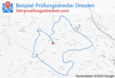 Karte der Fahrprüfungsstrecken in Dresden