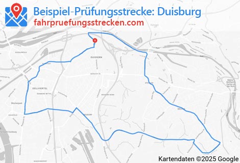 Karte der Fahrprüfungsstrecken in Duisburg