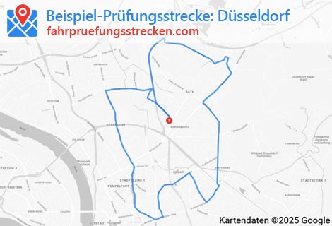 Karte der Fahrprüfungsstrecken in Düsseldorf