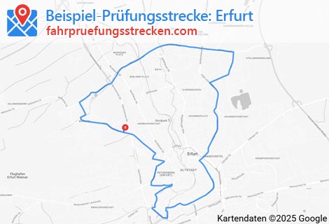 Karte der Fahrprüfungsstrecken in Erfurt