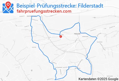 Karte der Fahrprüfungsstrecken in Filderstadt