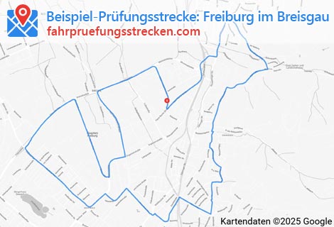 Karte der Fahrprüfungsstrecken in Freiburg im Breisgau