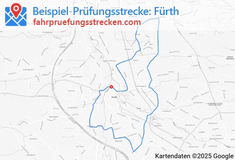 Karte der Fahrprüfungsstrecken in Fürth
