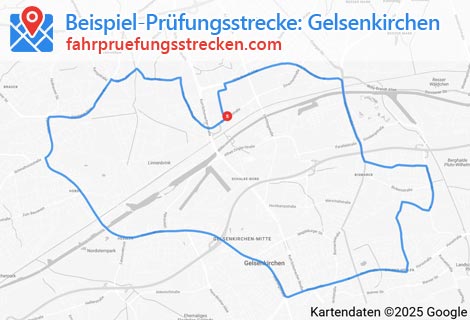 Karte der Fahrprüfungsstrecken in Gelsenkirchen
