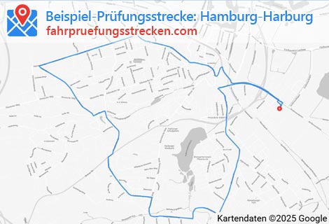 Karte der Fahrprüfungsstrecken in Hamburg (Harburg)