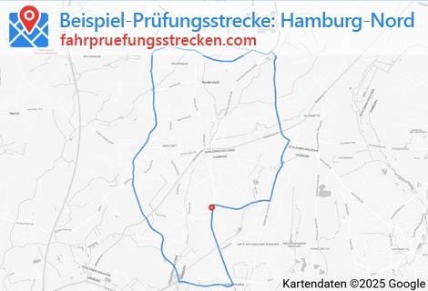 Karte der Fahrprüfungsstrecken in Hamburg (Nord)