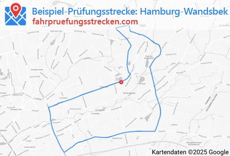 Karte der Fahrprüfungsstrecken in Hamburg (Wandsbek)