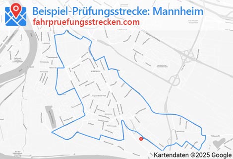Karte der Fahrprüfungsstrecken in Mannheim